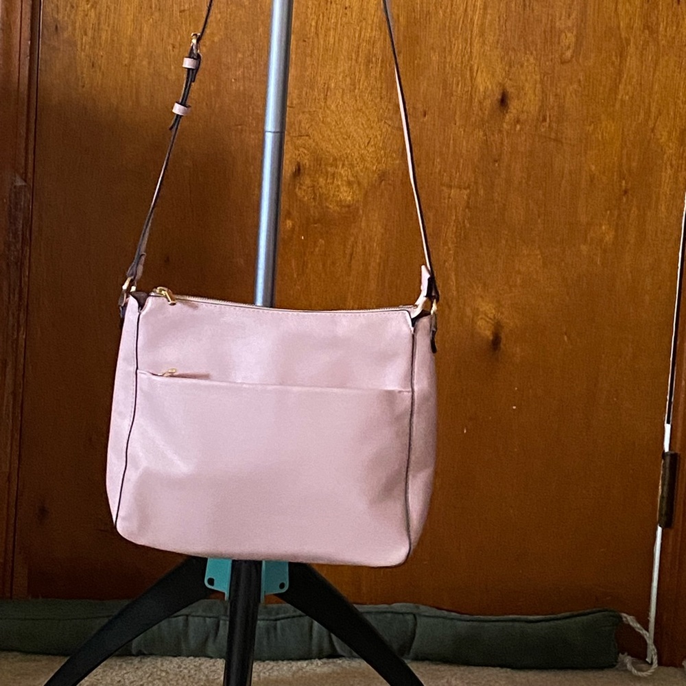Womens pink leather crossbody bag
